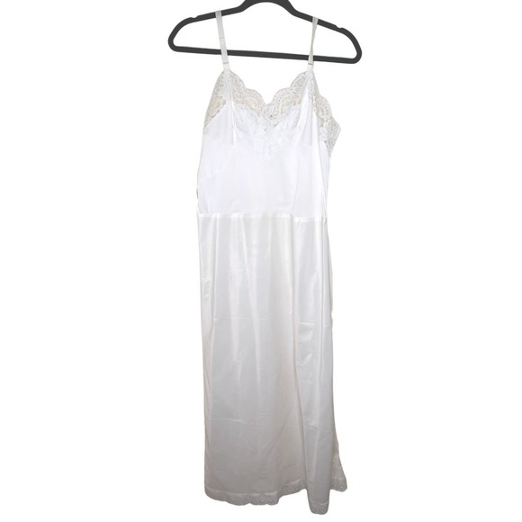 Sears "The Doesn't Slip" Vintage 70's White Eyelet Lace long slip Dress Size 34 - Picture 1 of 6